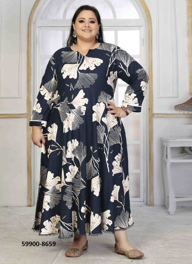 PLUS SIZE COLOR 1 - Catalog # 59900 (Set of 4 Readymade Women's Kurtis / Tops) by Brand AABHARAN