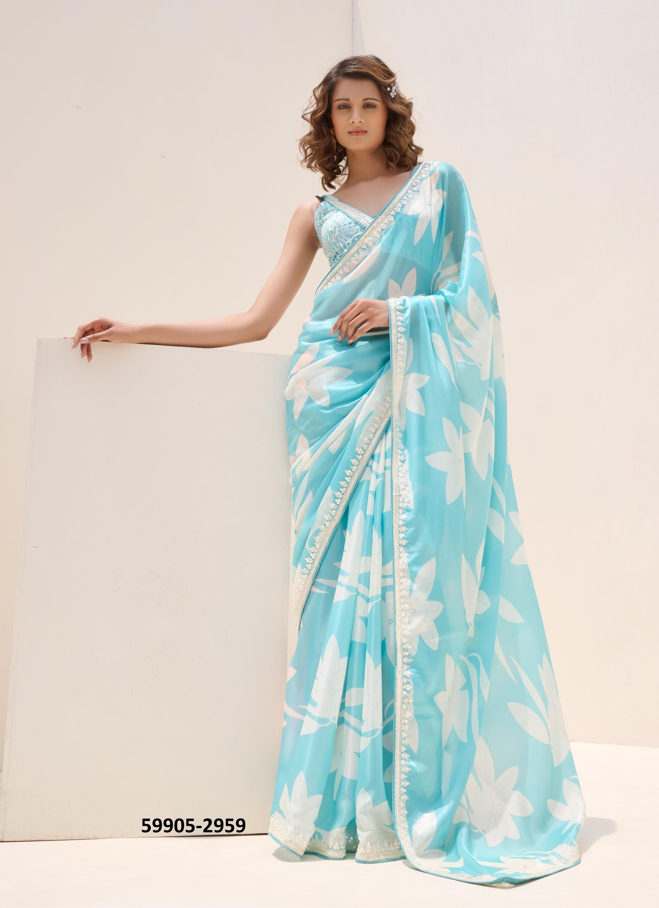 FLORIOUS - Catalog # 59905 (Set of 7 Sarees) by Brand AABHARAN