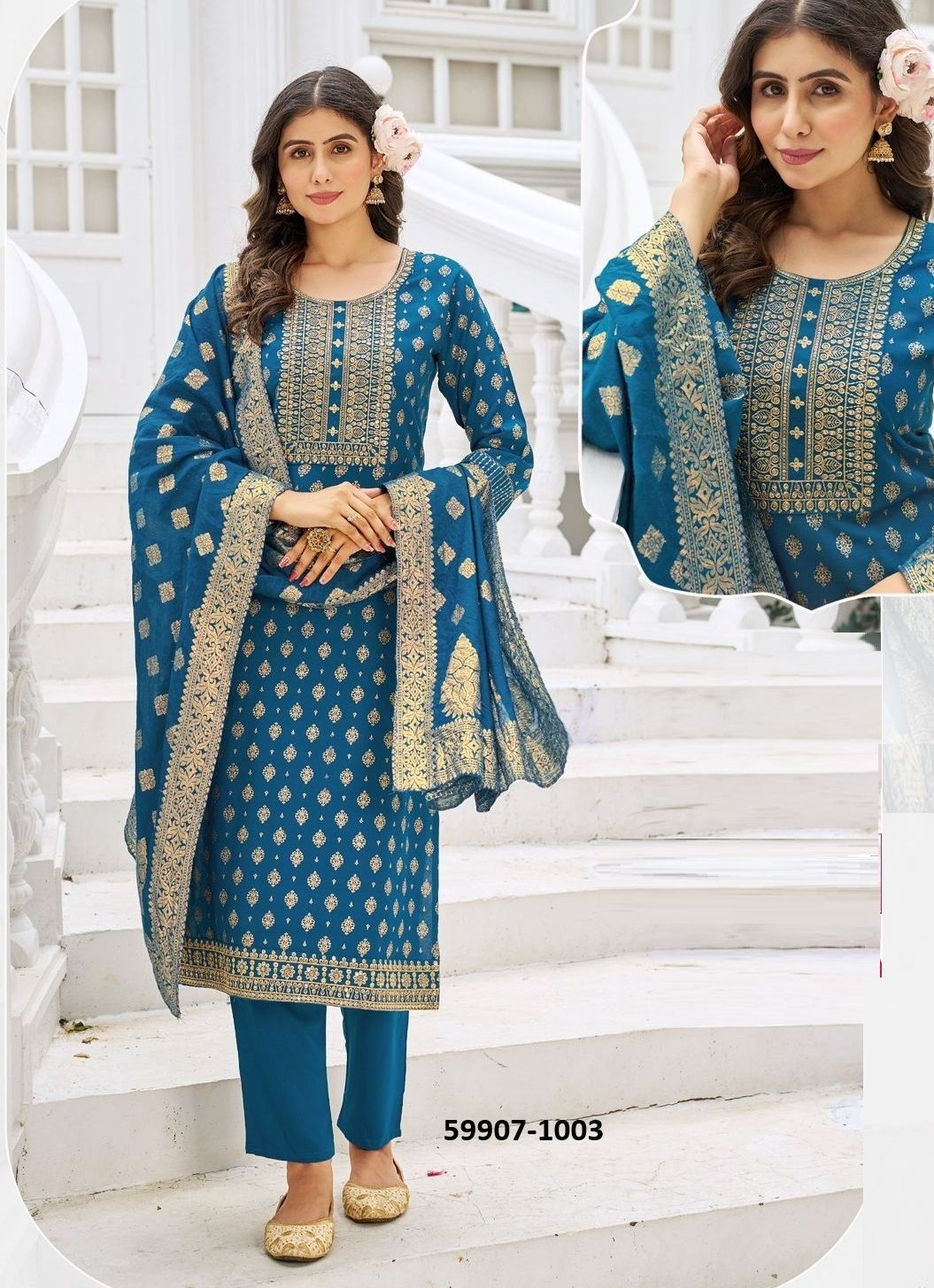 INDIA 1 - Catalog # 59907 (Set of 6 Readymade Salwar Suits) by Brand BLUE HILLS