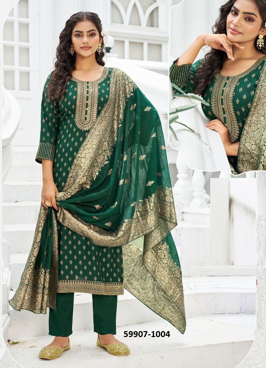 INDIA 1 - Catalog # 59907 (Set of 6 Readymade Salwar Suits) by Brand BLUE HILLS