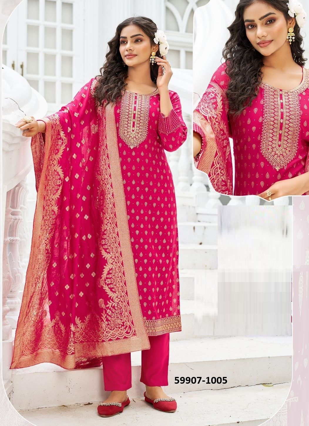 INDIA 1 - Catalog # 59907 (Set of 6 Readymade Salwar Suits) by Brand BLUE HILLS