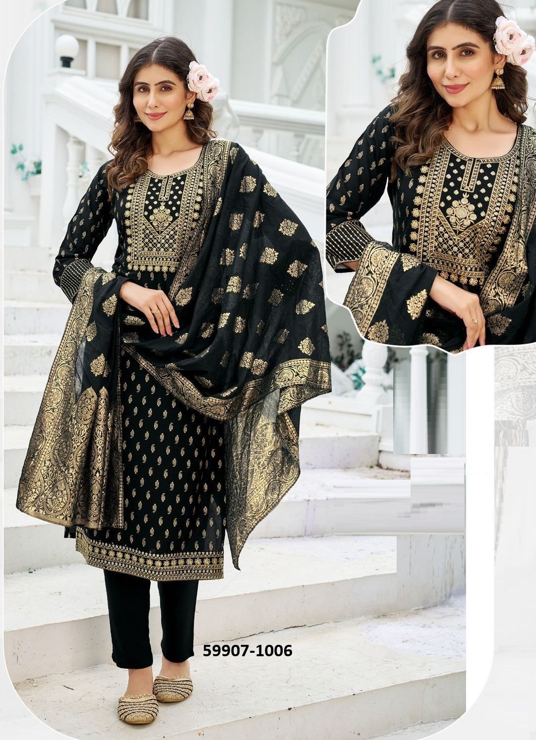 INDIA 1 - Catalog # 59907 (Set of 6 Readymade Salwar Suits) by Brand BLUE HILLS