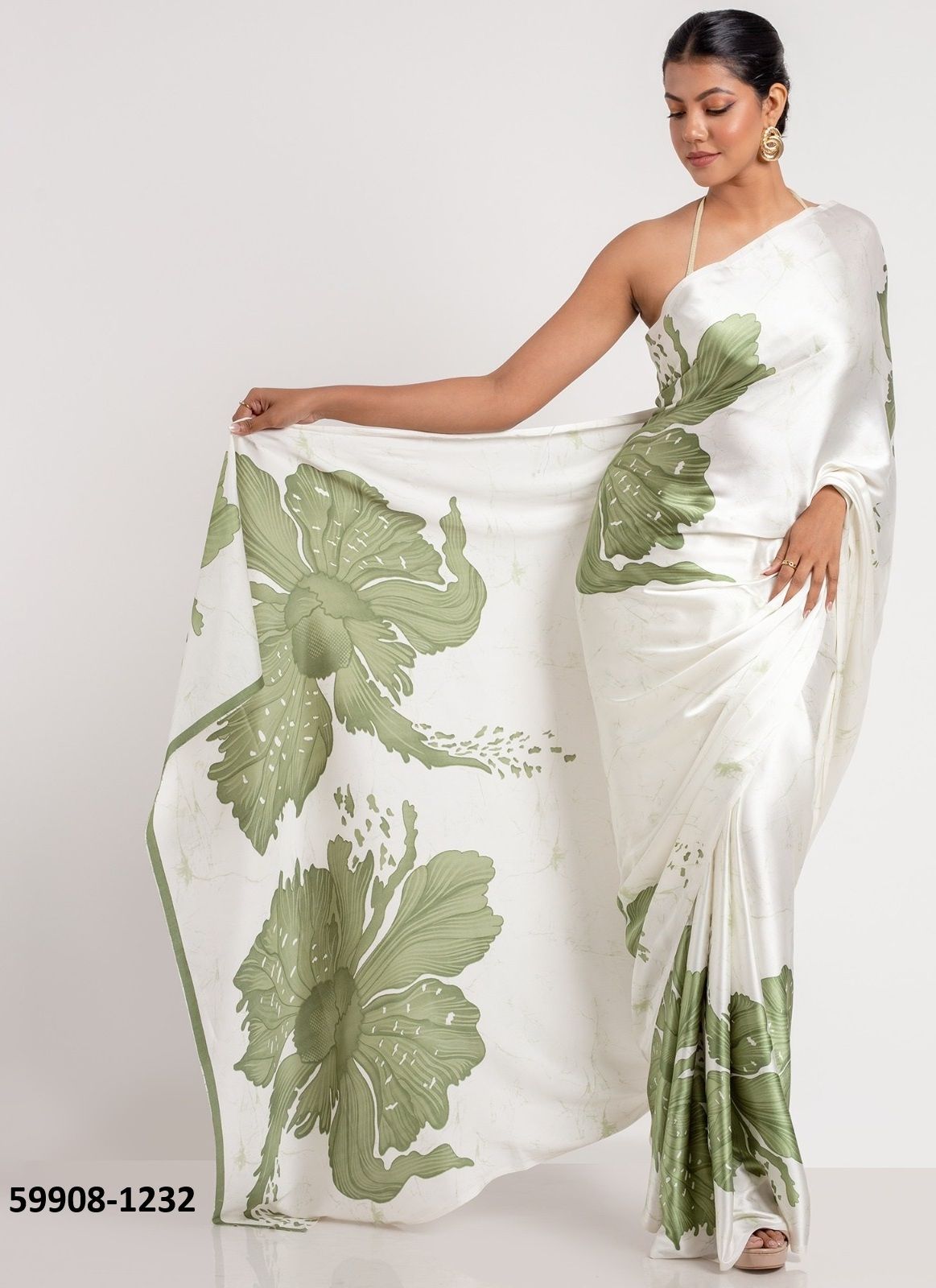 SUDHA SATIN FLORAL DIGITAL - Catalog # 59908 (Set of 6 Sarees) by Brand AABHARAN