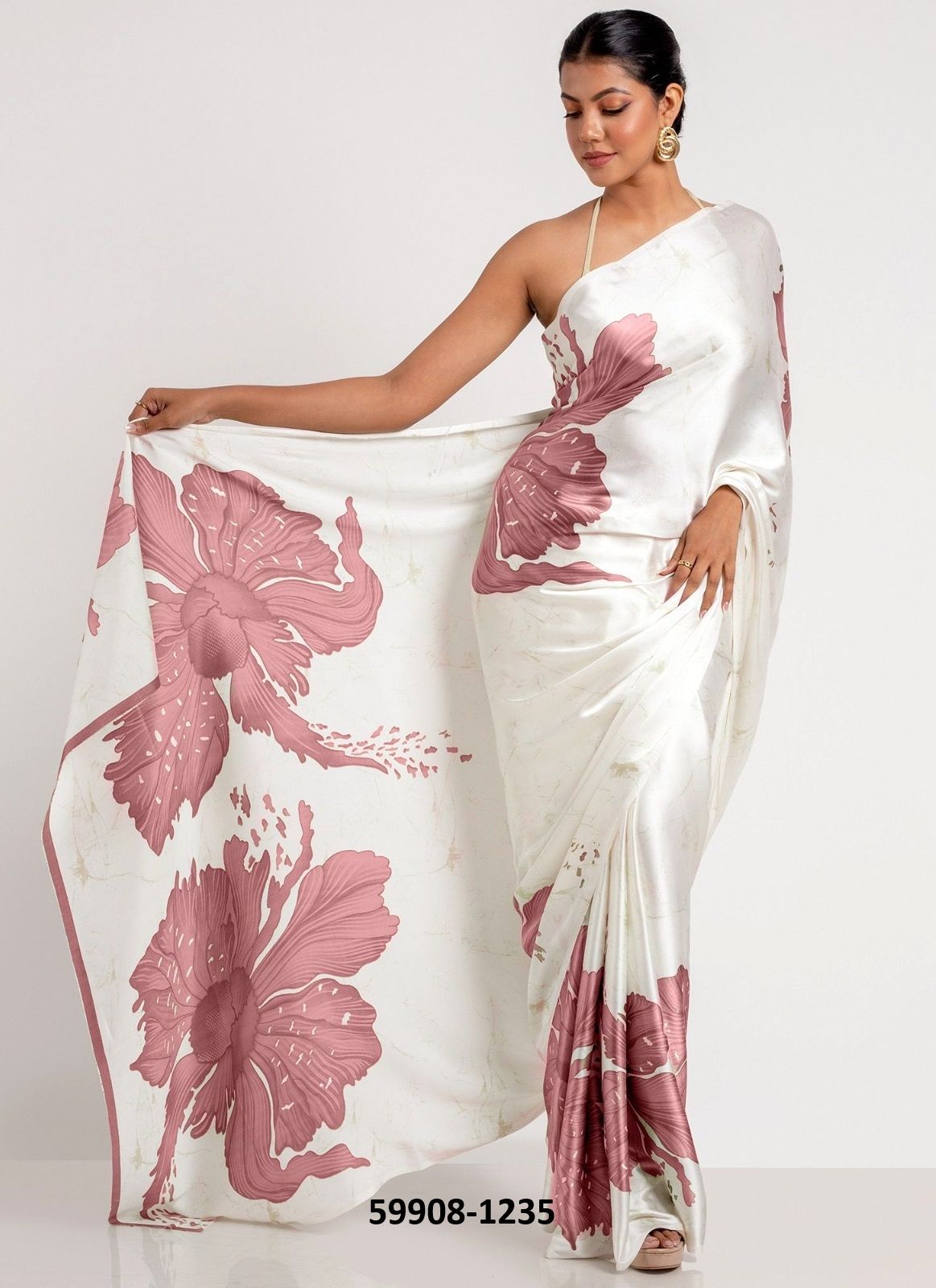 SUDHA SATIN FLORAL DIGITAL - Catalog # 59908 (Set of 6 Sarees) by Brand AABHARAN