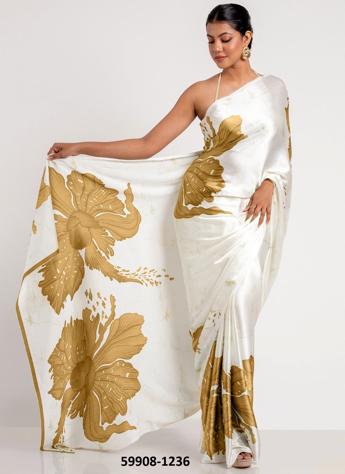 SUDHA SATIN FLORAL DIGITAL - Catalog # 59908 (Set of 6 Sarees) by Brand AABHARAN