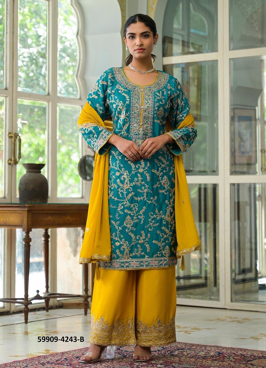 SERIES 4243 - Catalog # 59909 (Set of 4 SIZE-SETS [Readymade Salwar Suits]) by Brand AFSANA