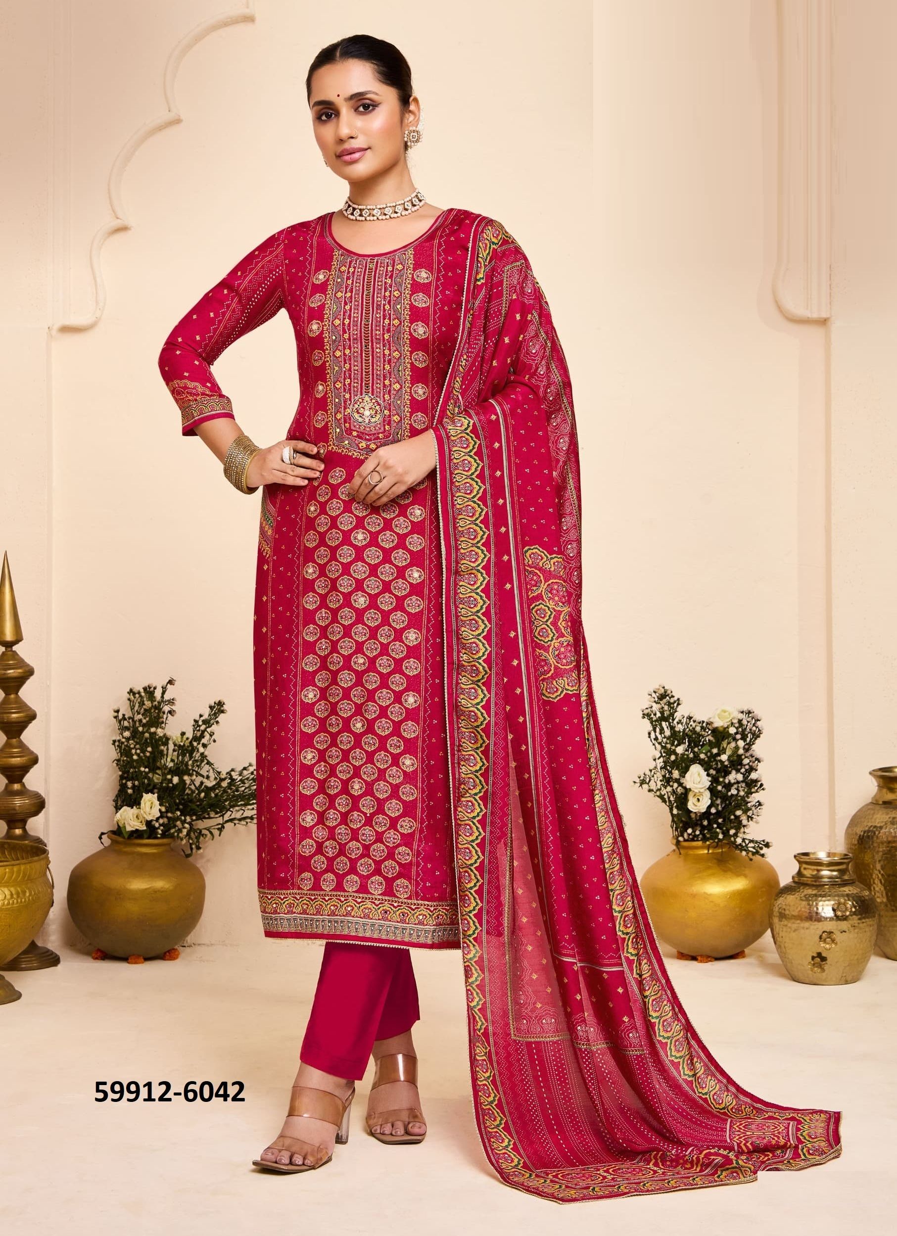 LAXMI - Catalog # 59912 (Set of 4 Readymade Salwar Suits) by Brand RANGOON