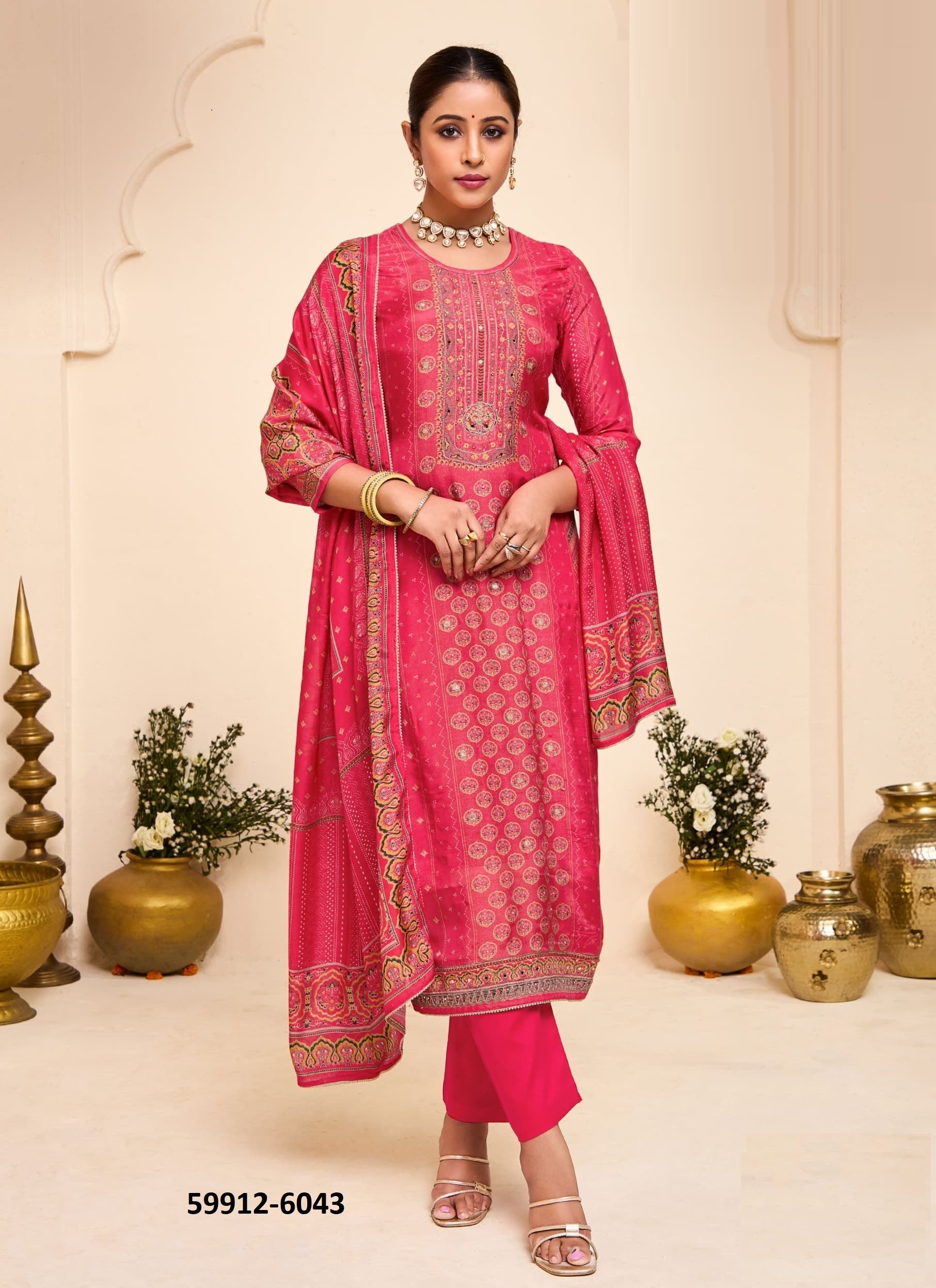 LAXMI - Catalog # 59912 (Set of 4 Readymade Salwar Suits) by Brand RANGOON
