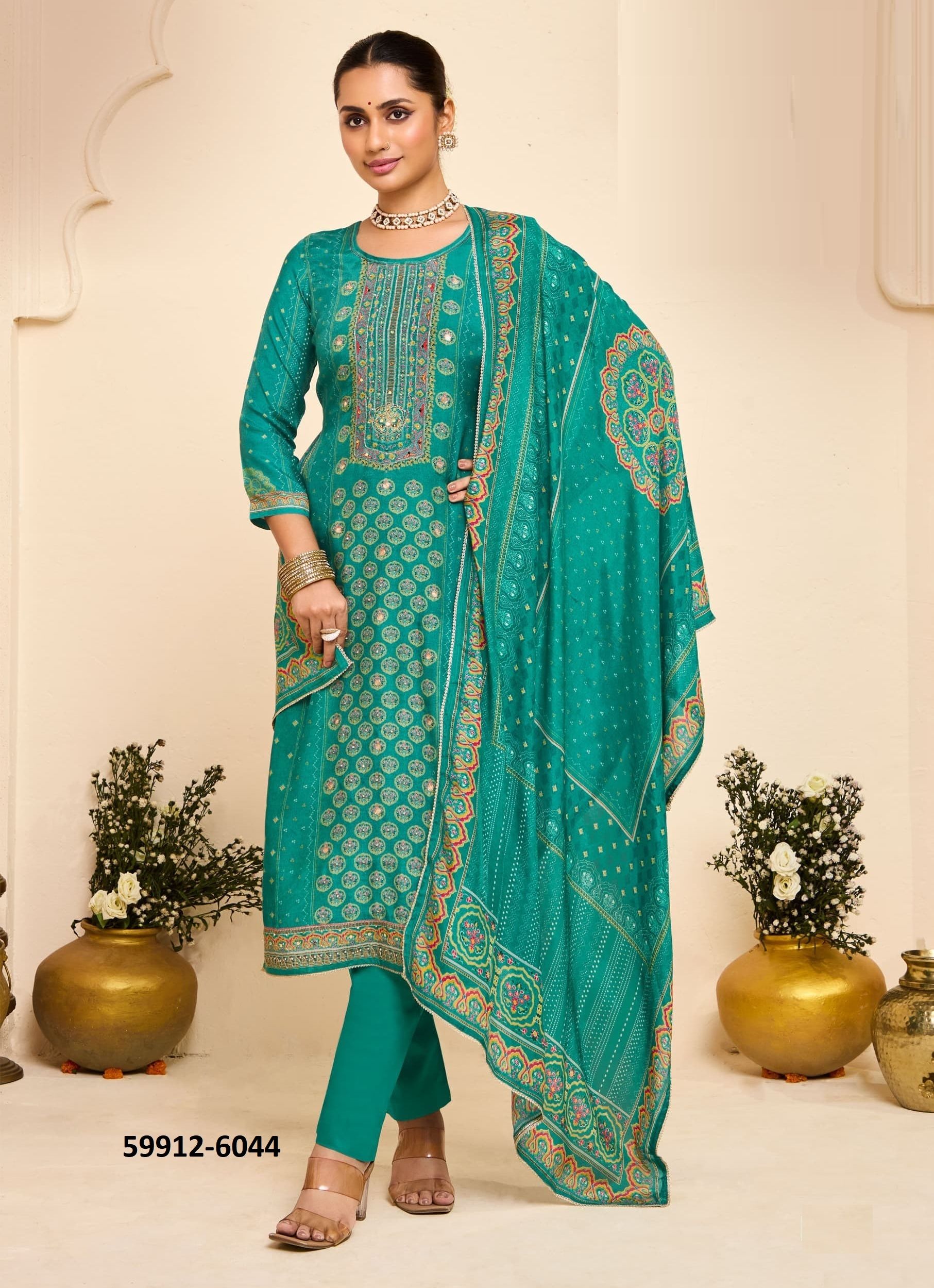 LAXMI - Catalog # 59912 (Set of 4 Readymade Salwar Suits) by Brand RANGOON