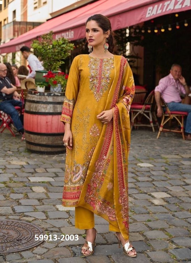 ARMANI 1 - Catalog # 59913 (Set of 4 Semi-Stitched / Un-Stitched Suits) by Brand AABHARAN