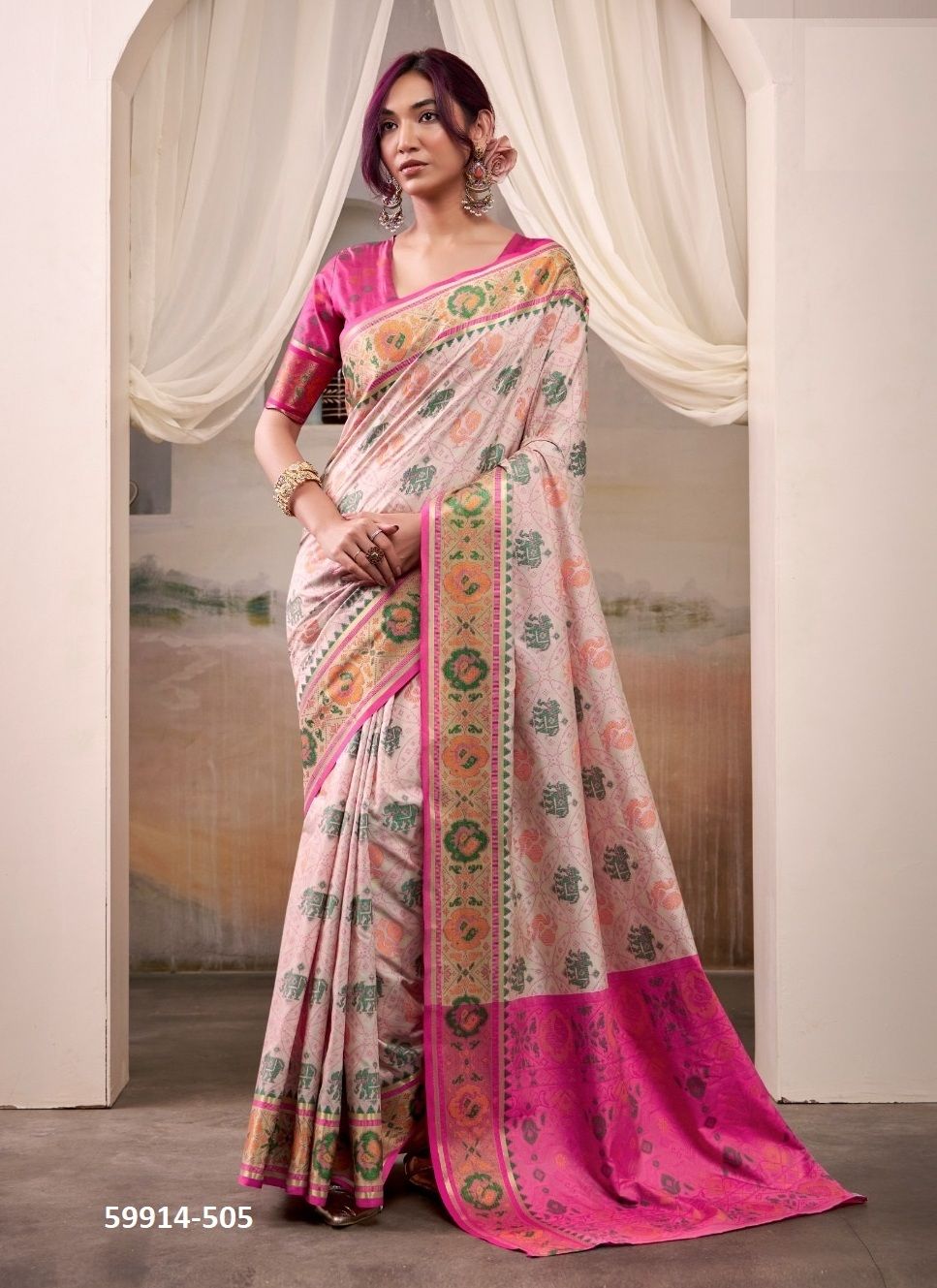 AIRAAVAT PATOLA - Catalog # 59914 (Set of 6 Sarees) by Brand AABHARAN