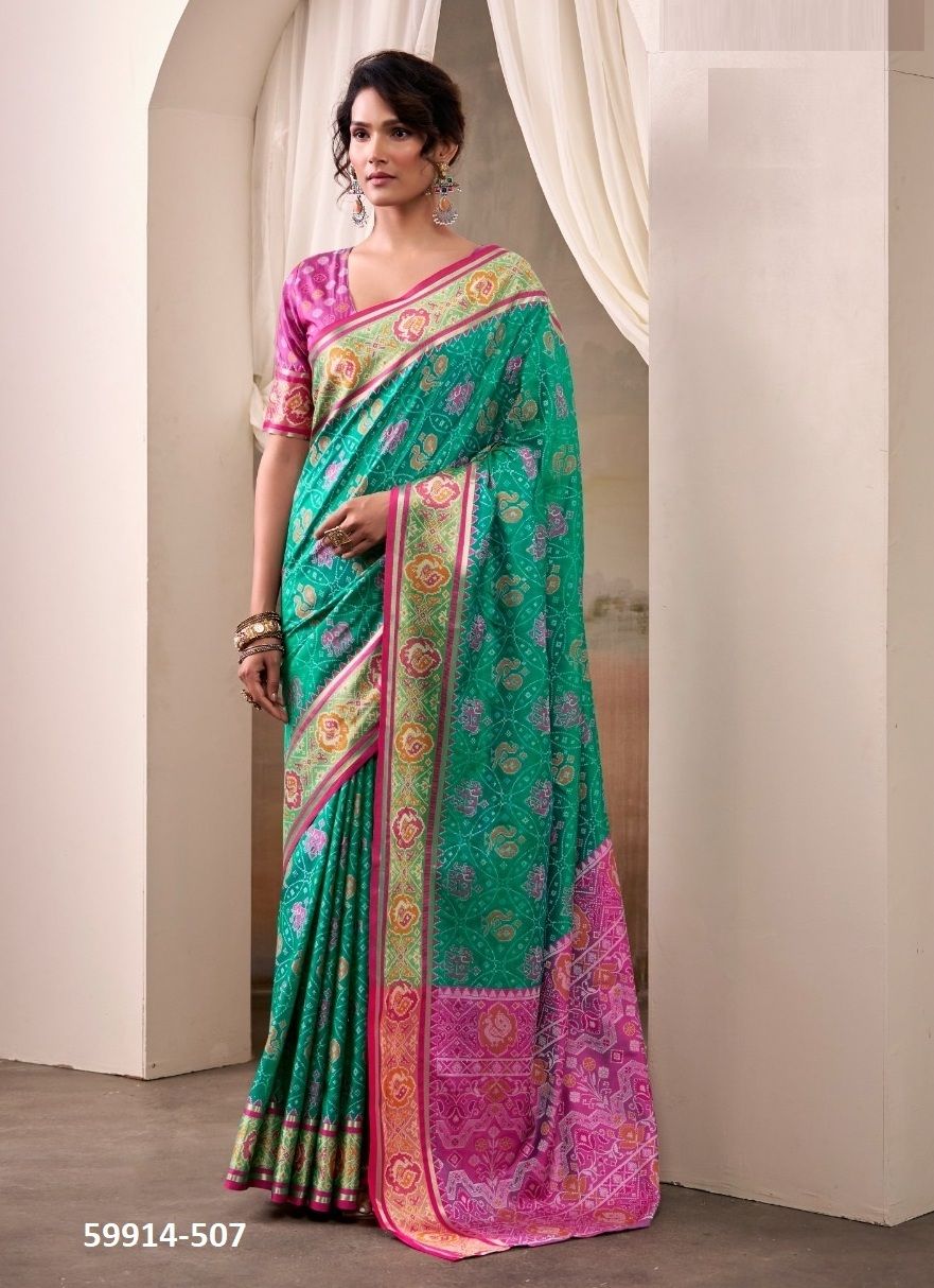 AIRAAVAT PATOLA - Catalog # 59914 (Set of 6 Sarees) by Brand AABHARAN