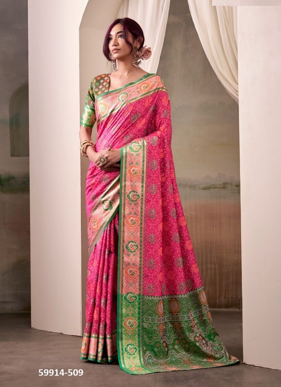AIRAAVAT PATOLA - Catalog # 59914 (Set of 6 Sarees) by Brand AABHARAN