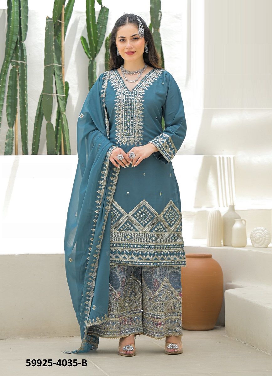 ELIANA - Catalog # 59925 (Set of 4 SIZE-SETS [Readymade Salwar Suits]) by Brand AFSANA