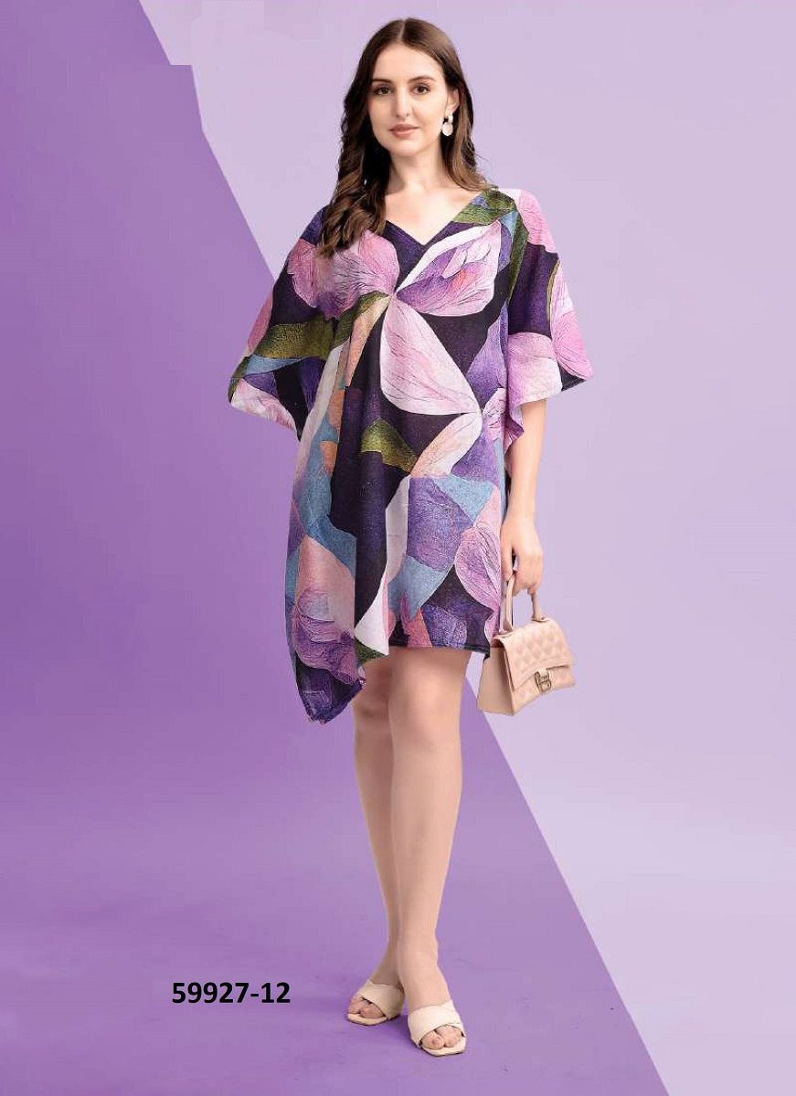 COTTON FEEL KURTI KAFTAN 2 - Catalog # 59927 (Set of 8 Kaftans / Ponchos) by Brand MEHERIYA