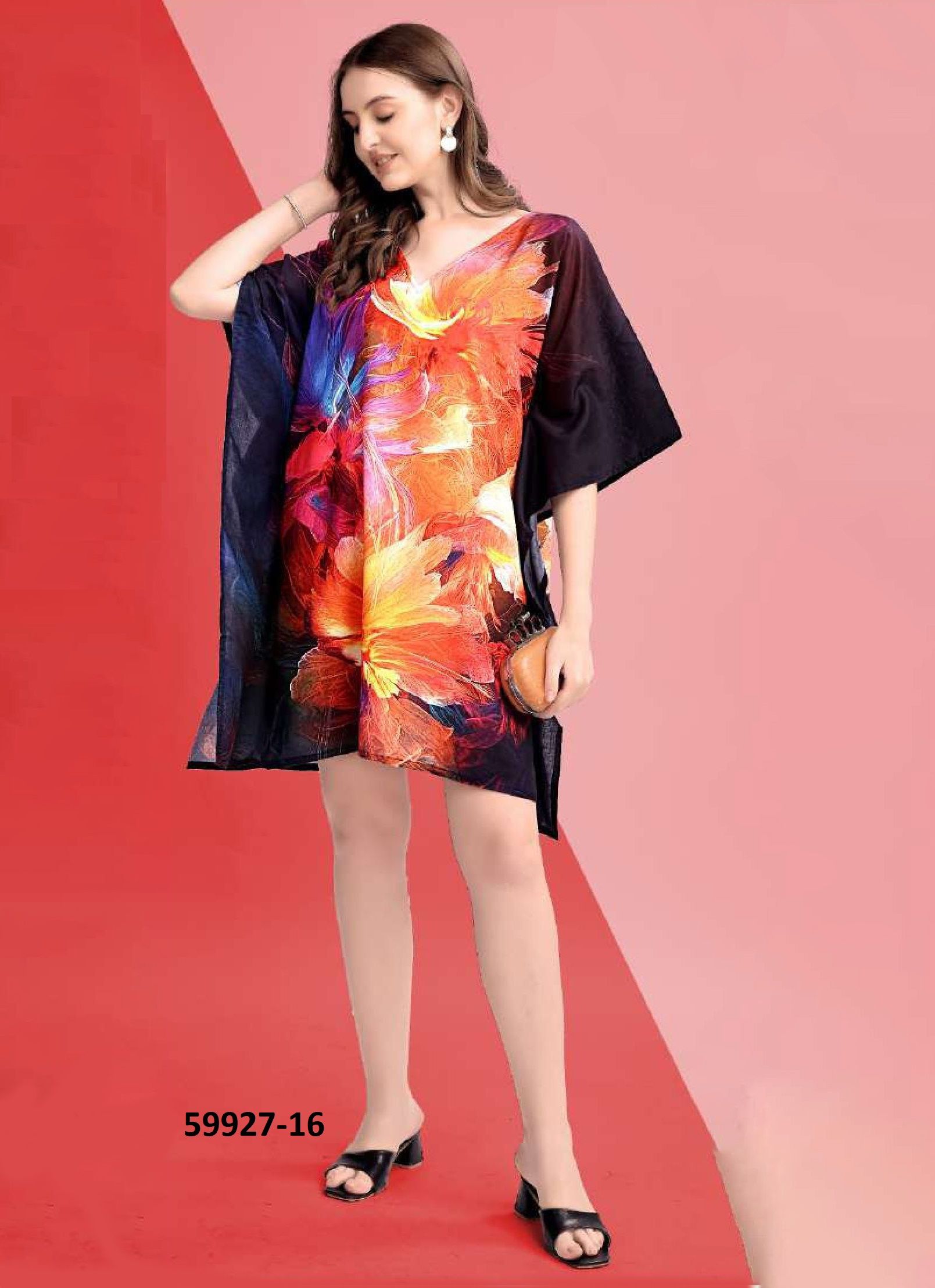 COTTON FEEL KURTI KAFTAN 2 - Catalog # 59927 (Set of 8 Kaftans / Ponchos) by Brand MEHERIYA