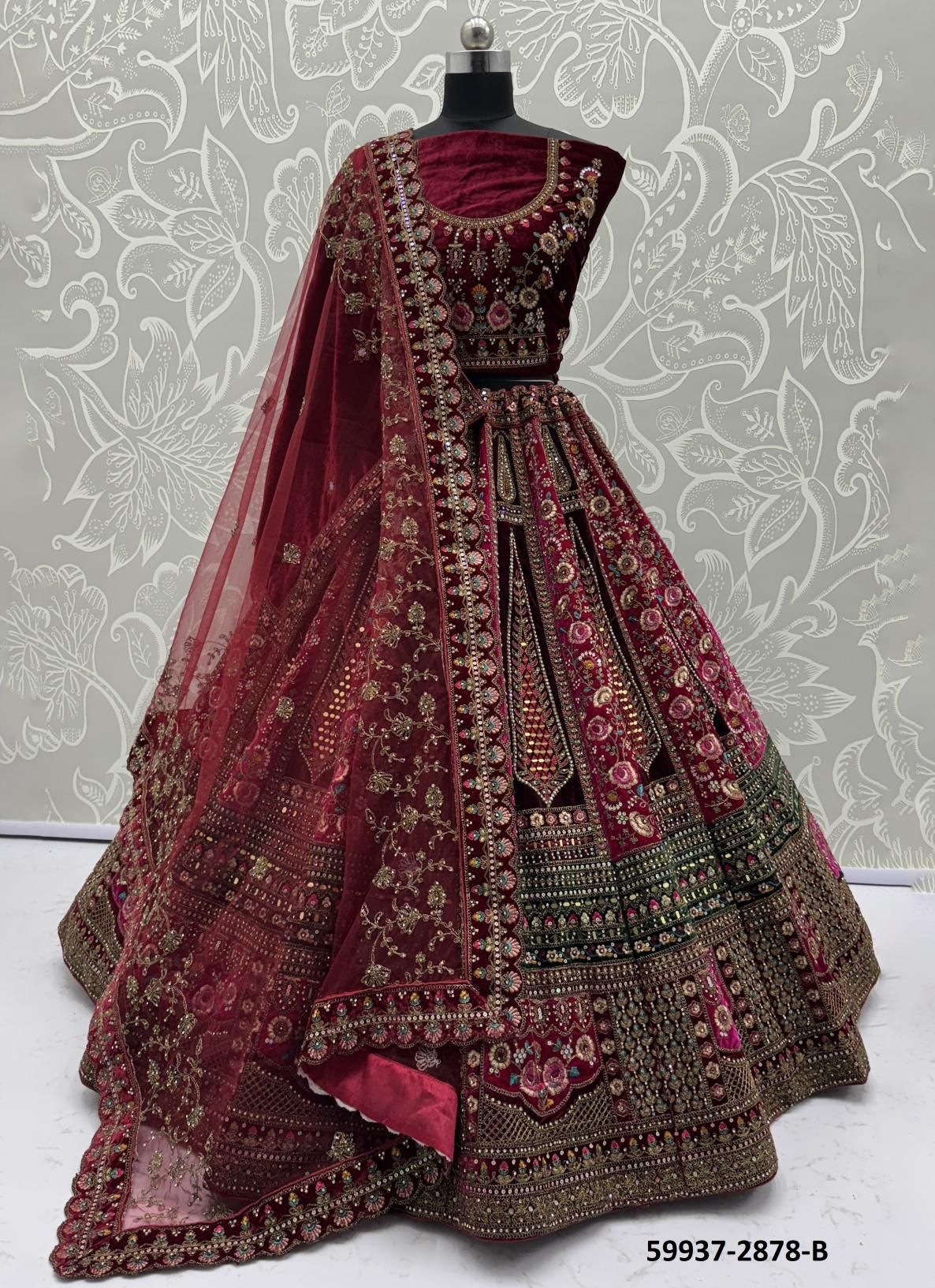 SERIES 2878-2885 - Catalog # 59937 (Set of 25 Semi-Stitched Lehengas) by Brand AABHARAN