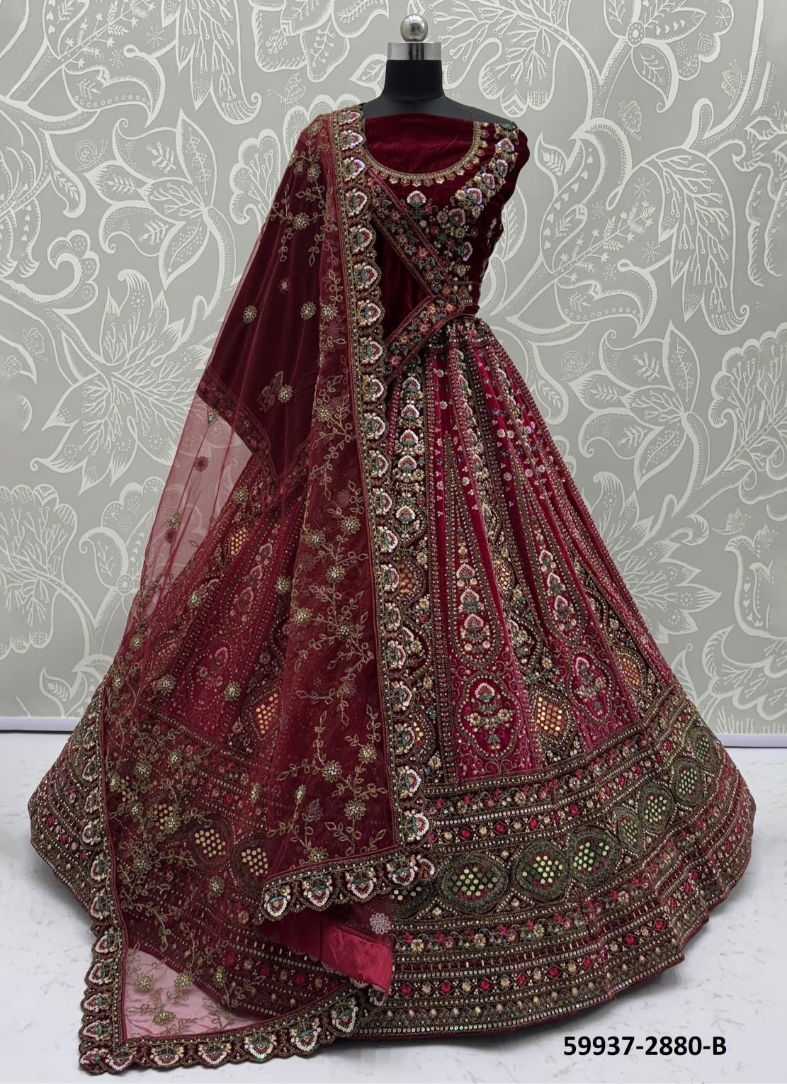 SERIES 2878-2885 - Catalog # 59937 (Set of 25 Semi-Stitched Lehengas) by Brand AABHARAN