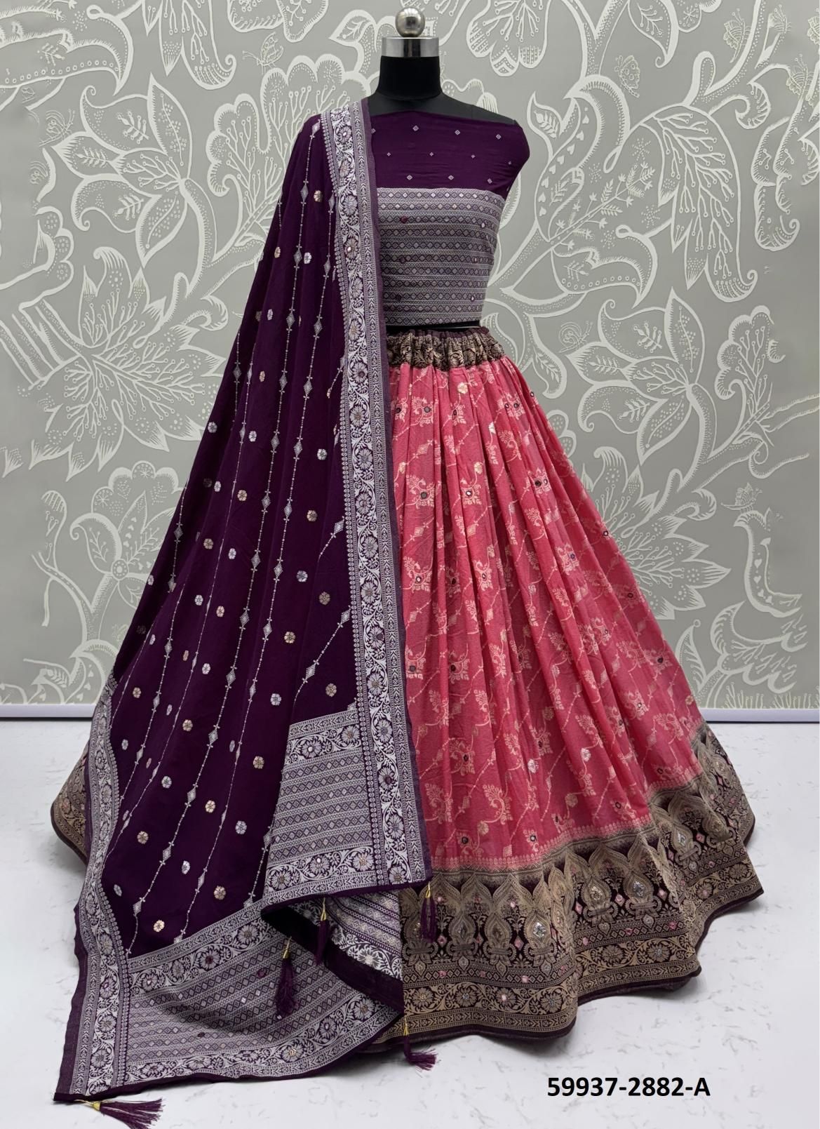 SERIES 2878-2885 - Catalog # 59937 (Set of 25 Semi-Stitched Lehengas) by Brand AABHARAN