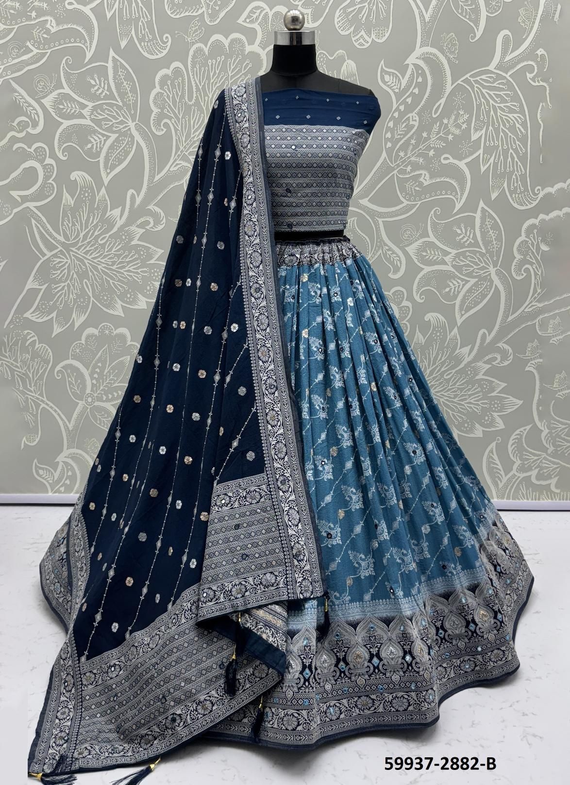 SERIES 2878-2885 - Catalog # 59937 (Set of 25 Semi-Stitched Lehengas) by Brand AABHARAN