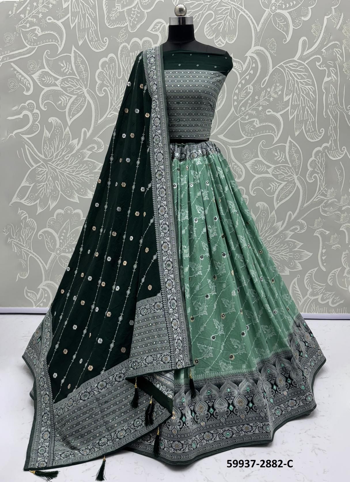 SERIES 2878-2885 - Catalog # 59937 (Set of 25 Semi-Stitched Lehengas) by Brand AABHARAN