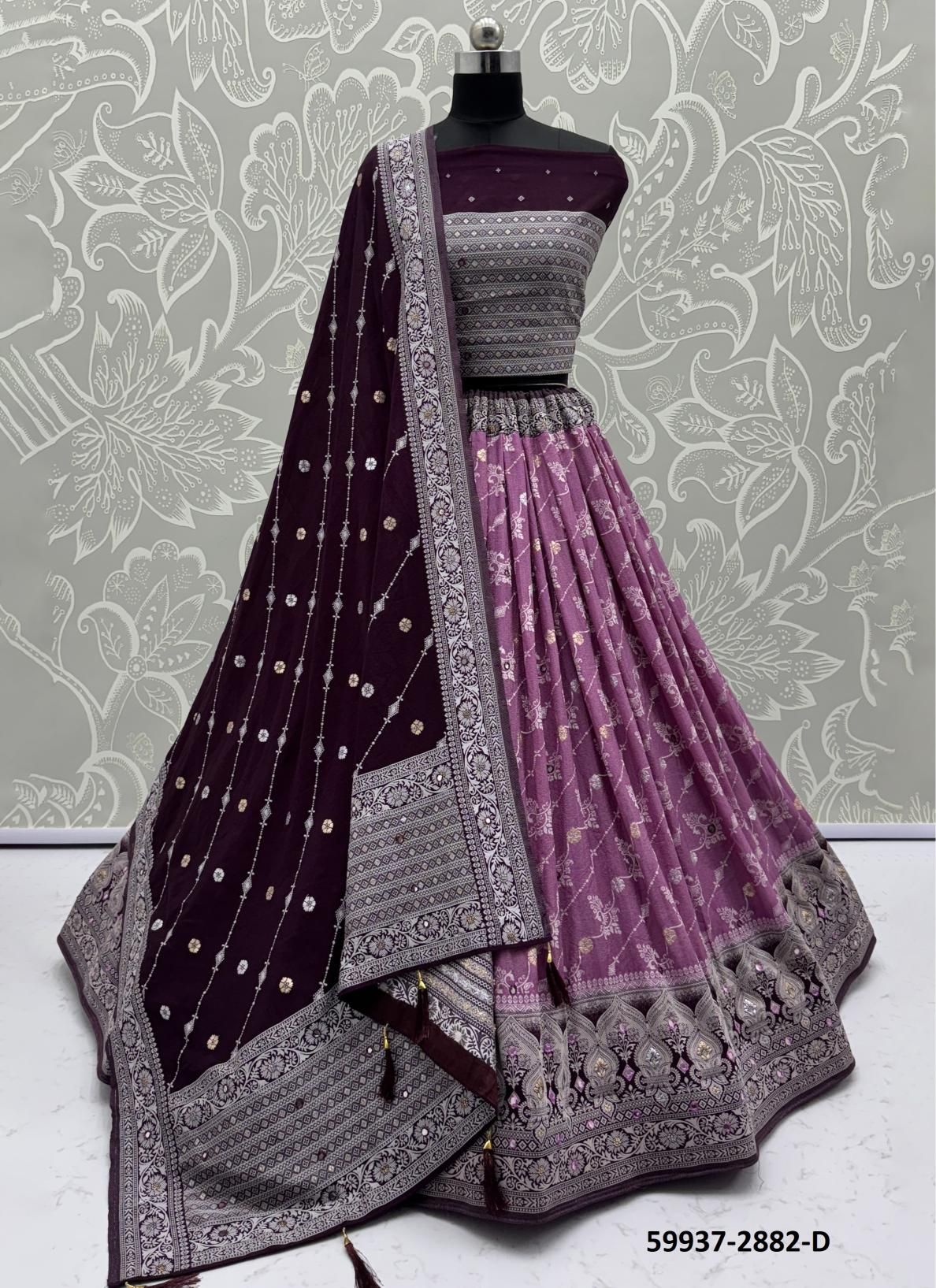 SERIES 2878-2885 - Catalog # 59937 (Set of 25 Semi-Stitched Lehengas) by Brand AABHARAN