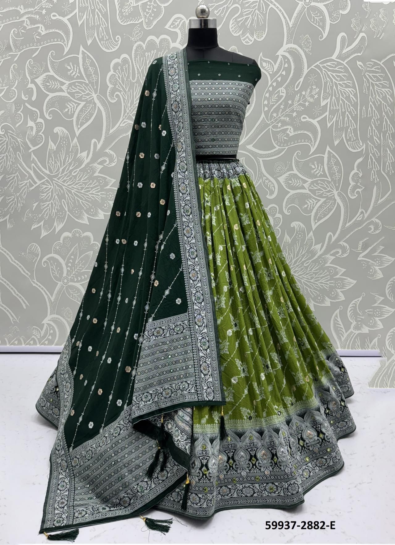 SERIES 2878-2885 - Catalog # 59937 (Set of 25 Semi-Stitched Lehengas) by Brand AABHARAN