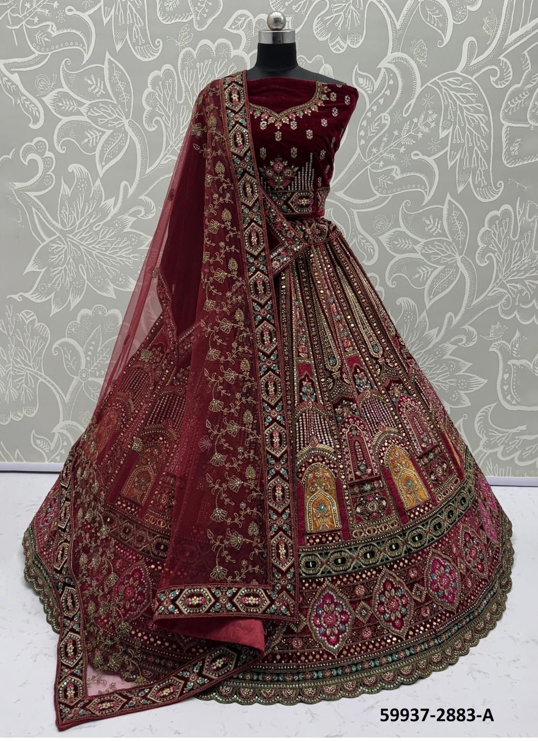 SERIES 2878-2885 - Catalog # 59937 (Set of 25 Semi-Stitched Lehengas) by Brand AABHARAN