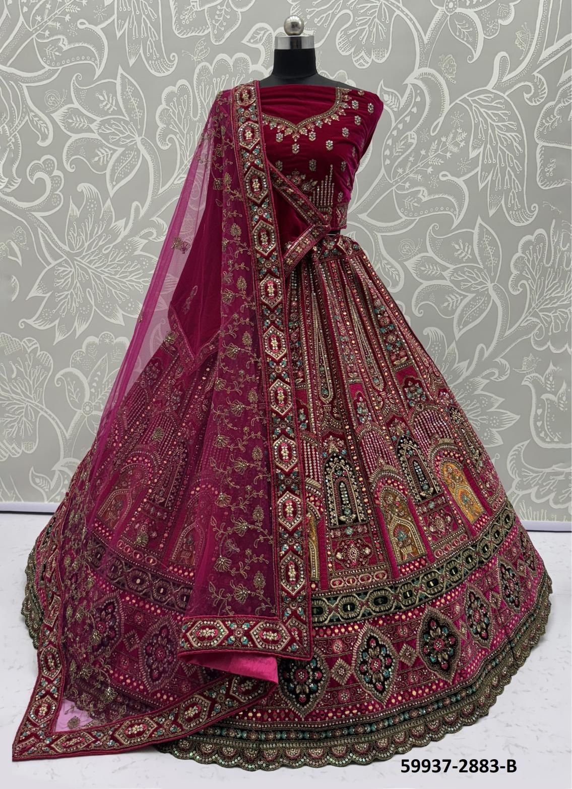 SERIES 2878-2885 - Catalog # 59937 (Set of 25 Semi-Stitched Lehengas) by Brand AABHARAN
