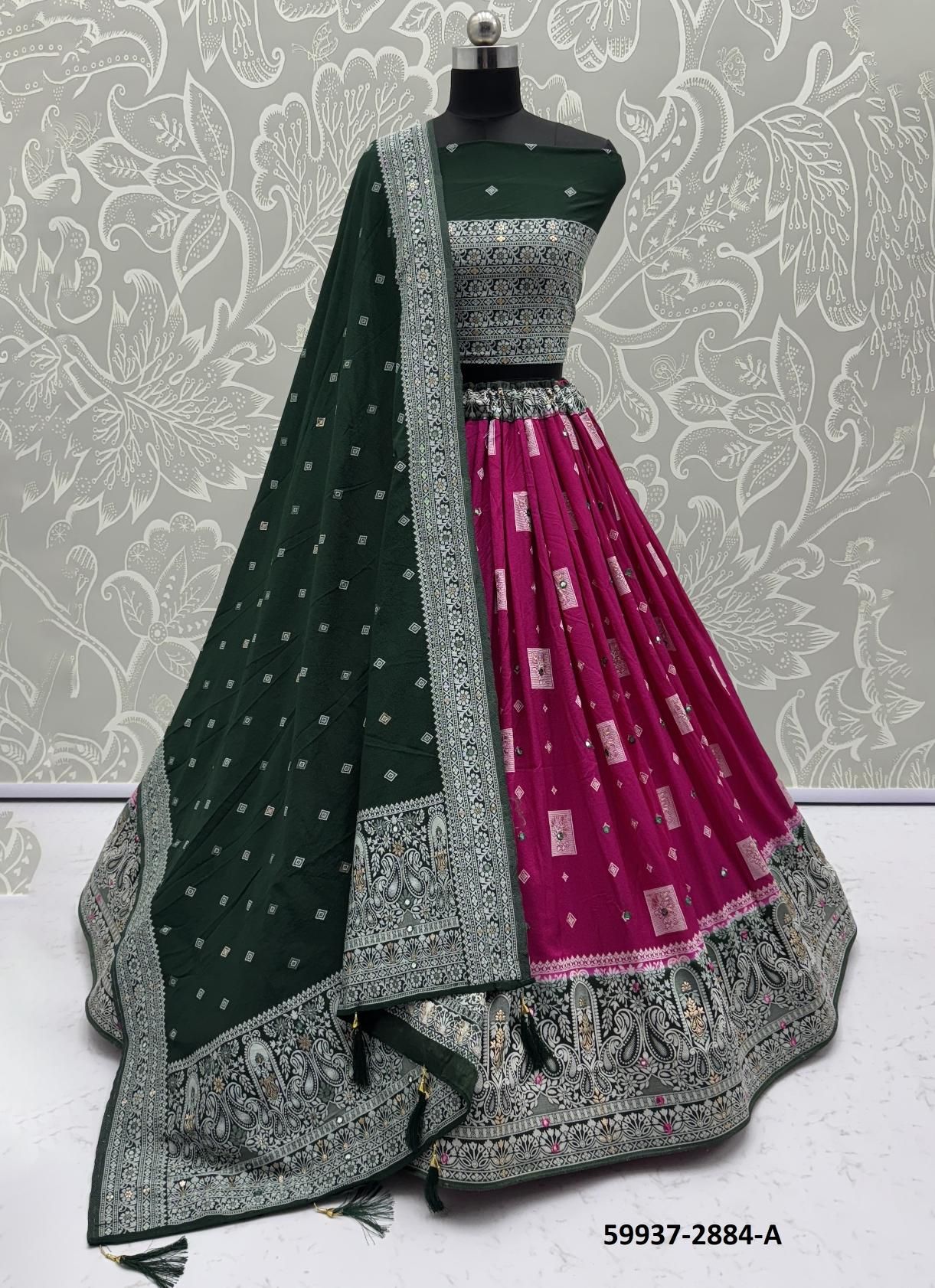 SERIES 2878-2885 - Catalog # 59937 (Set of 25 Semi-Stitched Lehengas) by Brand AABHARAN
