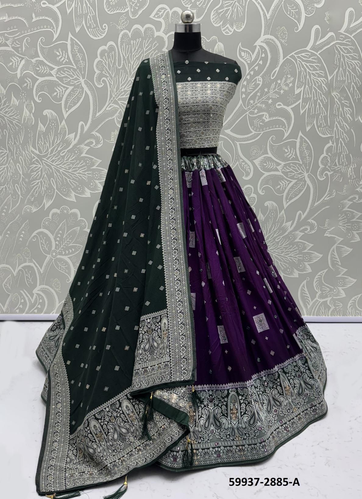 SERIES 2878-2885 - Catalog # 59937 (Set of 25 Semi-Stitched Lehengas) by Brand AABHARAN