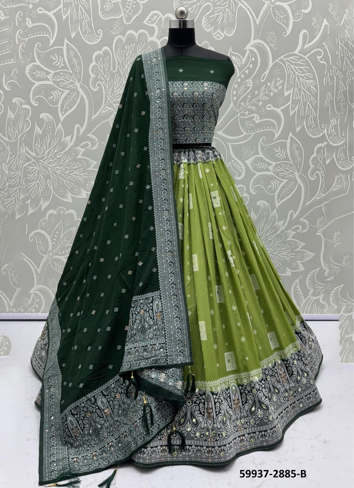 SERIES 2878-2885 - Catalog # 59937 (Set of 25 Semi-Stitched Lehengas) by Brand AABHARAN