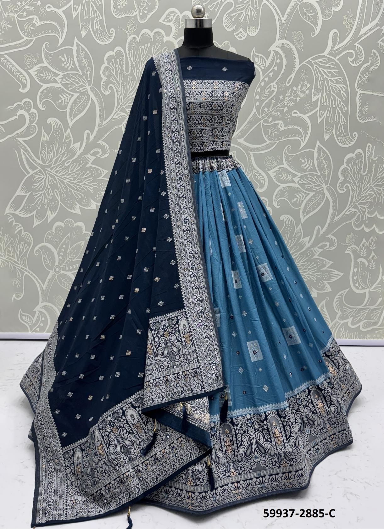 SERIES 2878-2885 - Catalog # 59937 (Set of 25 Semi-Stitched Lehengas) by Brand AABHARAN