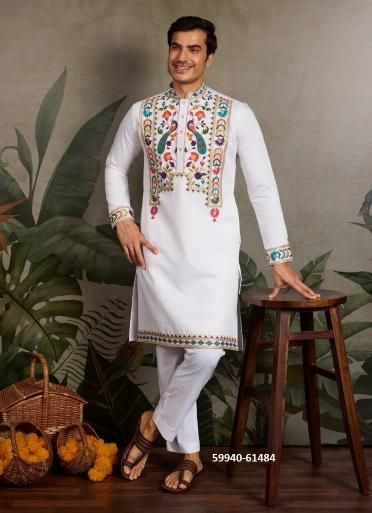 RAJWADI RAAS 2 - Catalog # 59940 (Set of 8 Men's Ethnic Wear) by Brand AABHARAN