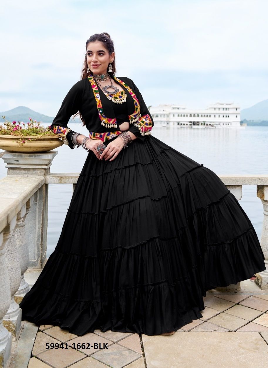 RAJUDI NAVRATRI WEAR - Catalog # 59941 (Set of 4 Readymade Lehengas) by Brand MEHERIYA RAJUDI NAVRATRI WEAR - Catalog # 59941 (Set of 4 Readymade Lehengas) by Brand MEHERIYA