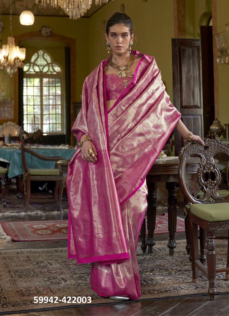 KANJEEPURAM CANVA - Catalog # 59942 (Set of 6 Sarees) by Brand RAJTEX FABRICS