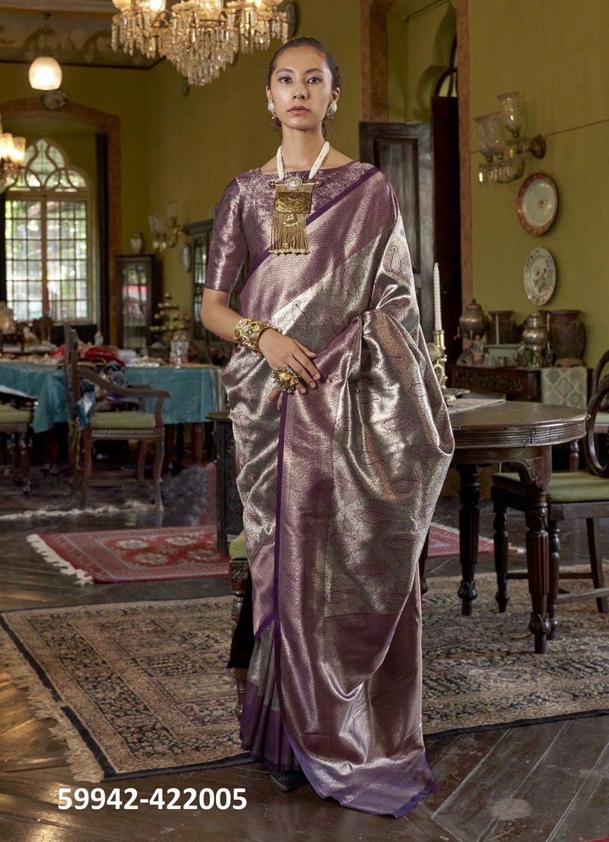 KANJEEPURAM CANVA - Catalog # 59942 (Set of 6 Sarees) by Brand RAJTEX FABRICS
