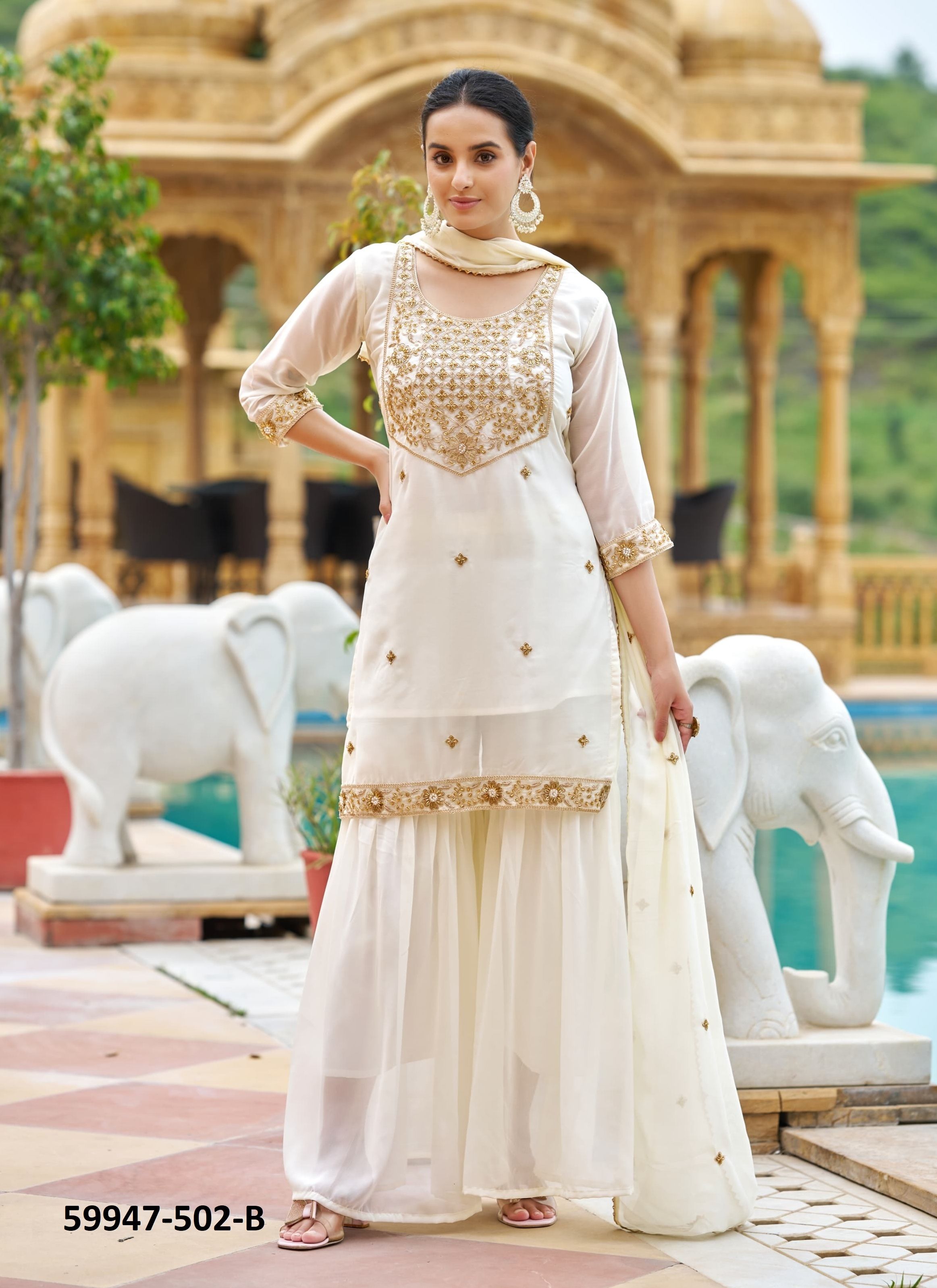SHARARA SERIES 502 - Catalog # 59947 (Set of 2 Readymade Salwar Suits) by Brand SERENGETI