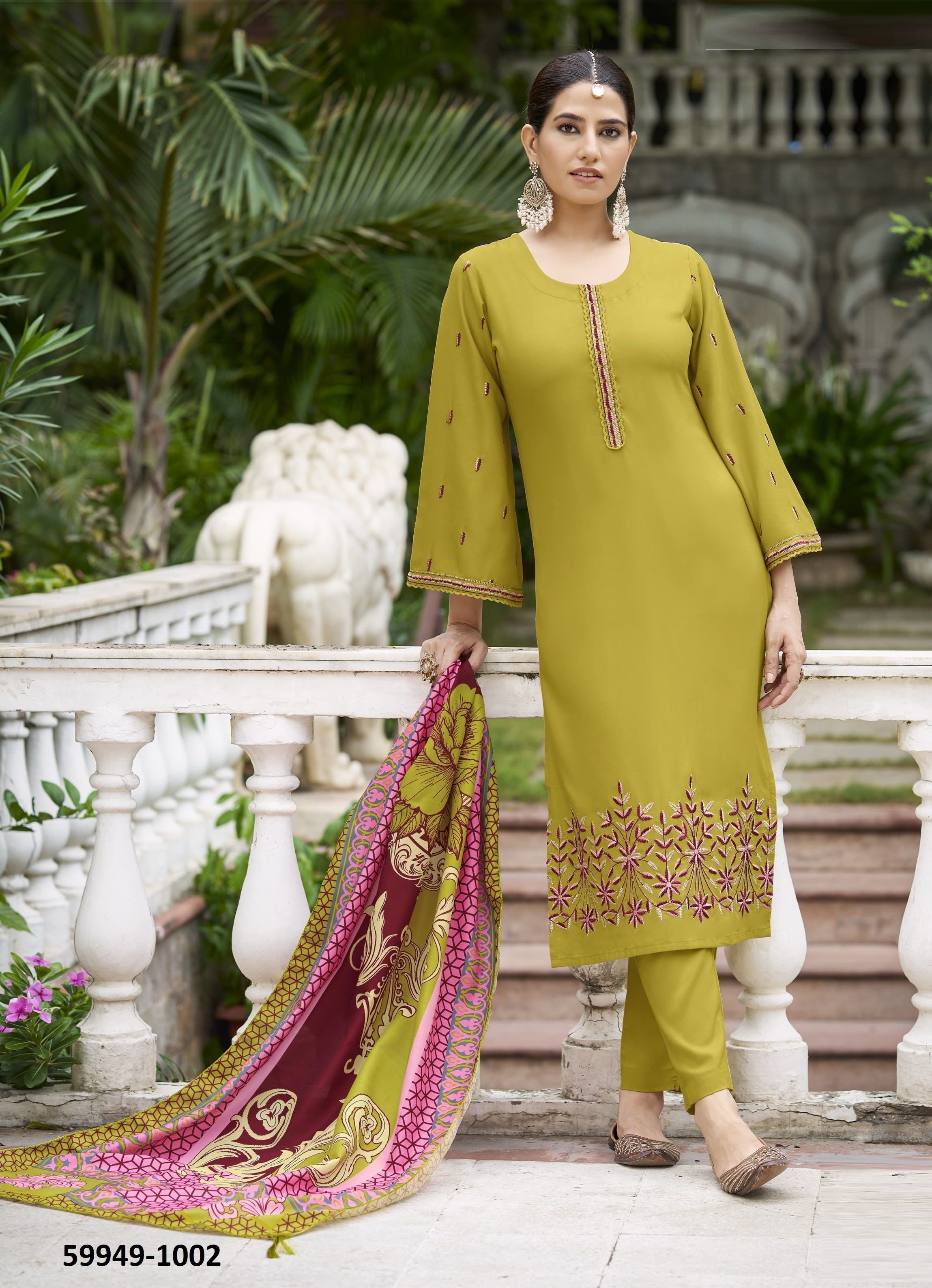 BELLA - Catalog # 59949 (Set of 6 Readymade Salwar Suits) by Brand WOODEE AHMEDABAD