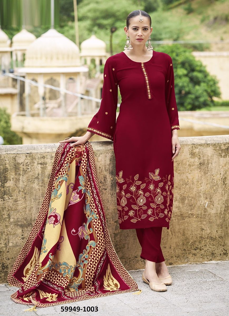 BELLA - Catalog # 59949 (Set of 6 Readymade Salwar Suits) by Brand WOODEE AHMEDABAD