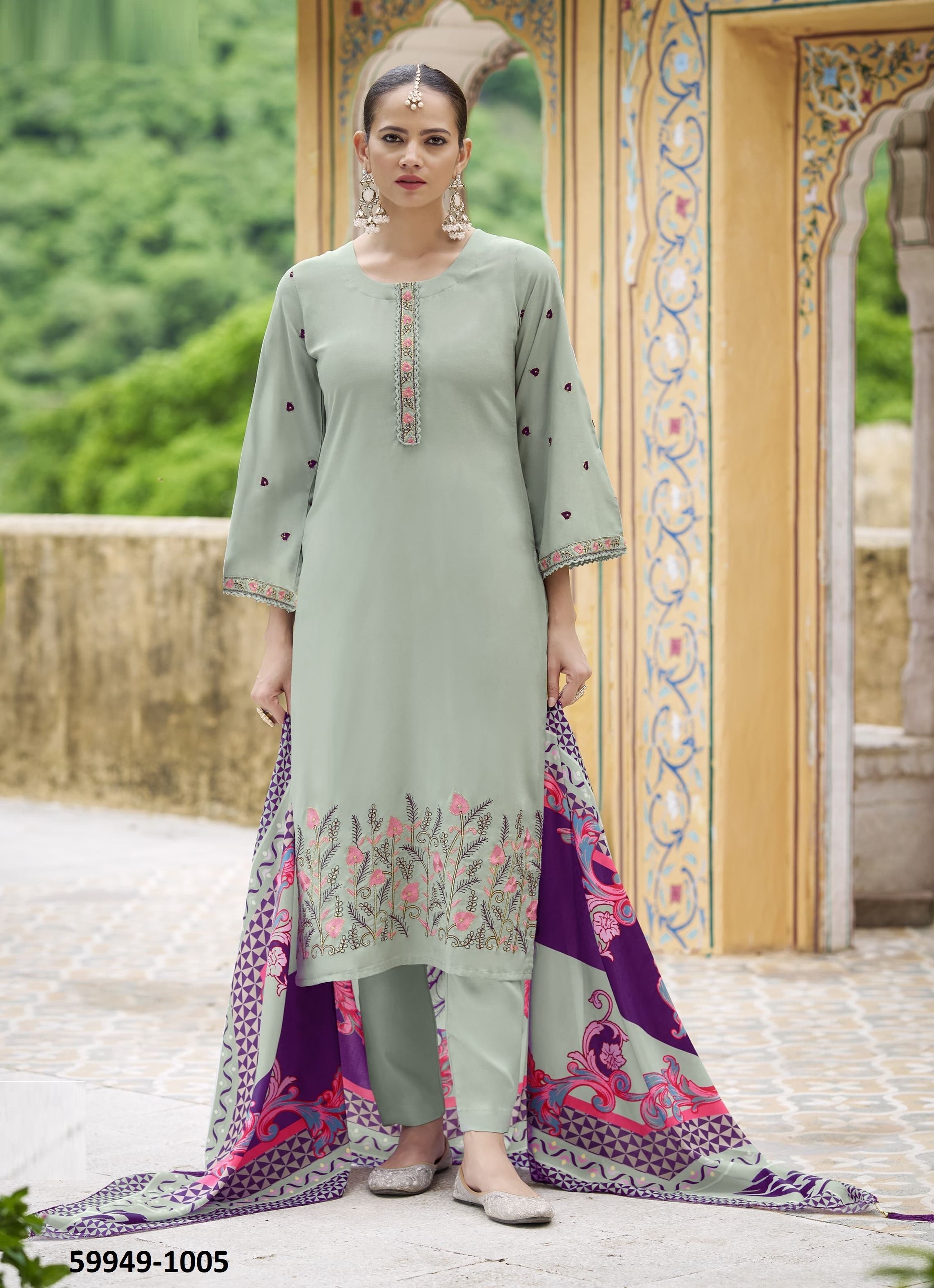 BELLA - Catalog # 59949 (Set of 6 Readymade Salwar Suits) by Brand WOODEE AHMEDABAD