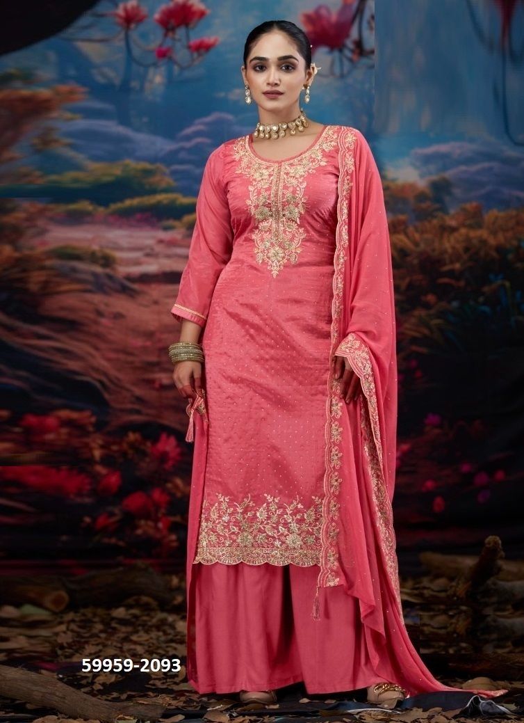 ZANKAR - Catalog # 59959 (Set of 4 Semi-Stitched / Un-Stitched Suits) by Brand FOUR DOTS