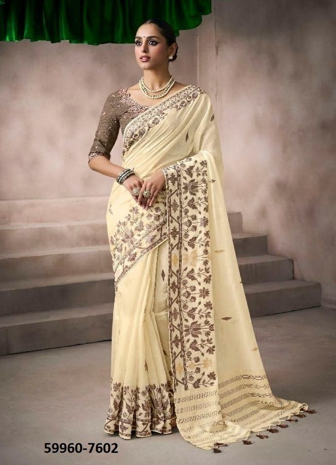 KORA SILK - Catalog # 59960 (Set of 6 Sarees) by Brand KIRA FASHIONS