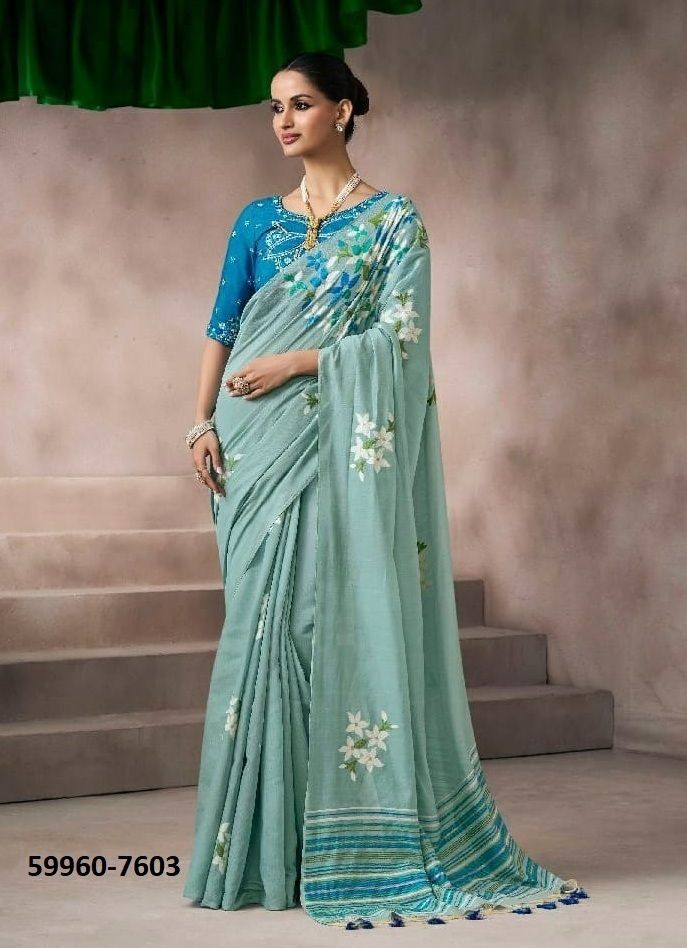 KORA SILK - Catalog # 59960 (Set of 6 Sarees) by Brand KIRA FASHIONS