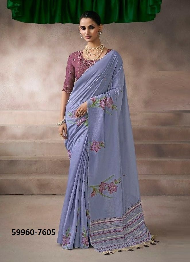 KORA SILK - Catalog # 59960 (Set of 6 Sarees) by Brand KIRA FASHIONS