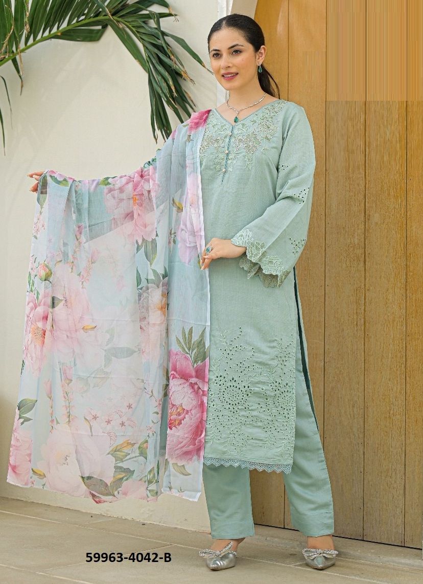 ZARNA - Catalog # 59963 (Set of 4 SIZE-SETS [Readymade Salwar Suits]) by Brand AFSANA