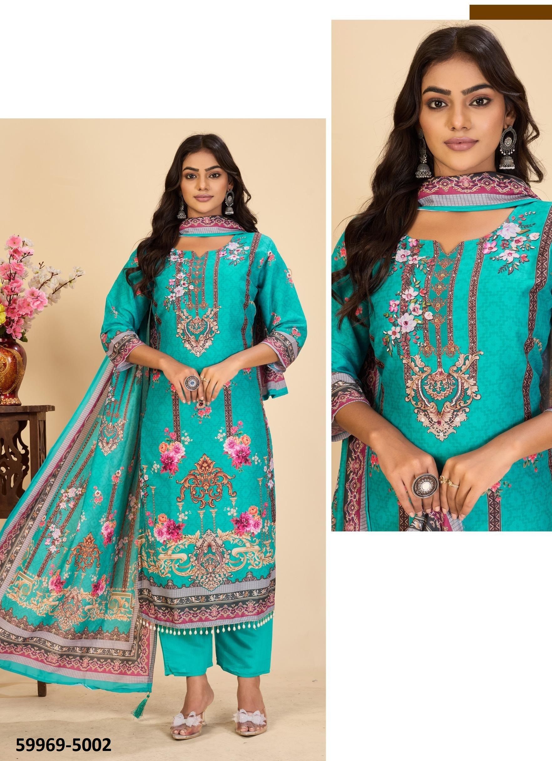 ZAINAB 5 - Catalog # 59969 (Set of 4 Readymade Salwar Suits) by Brand BLUE HILLS ZAINAB 5 - Catalog # 59969 (Set of 4 Readymade Salwar Suits) by Brand BLUE HILLS
