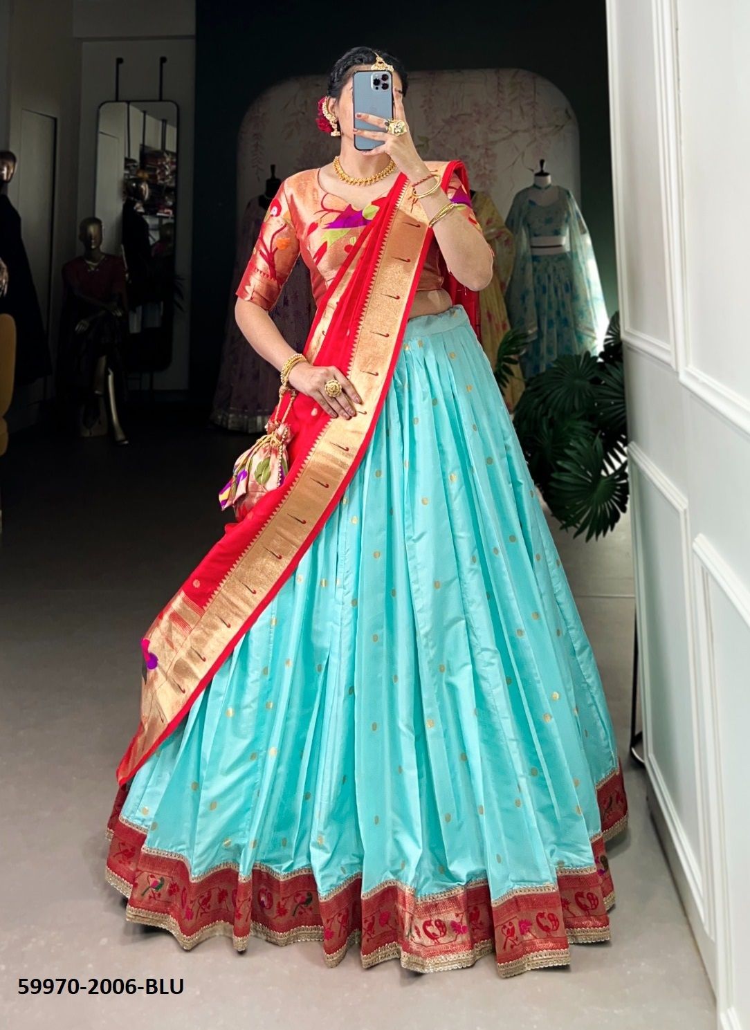 KEERTHANA - Catalog # 59970 (Set of 3 Semi-Stitched Lehengas) by Brand MEHERIYA