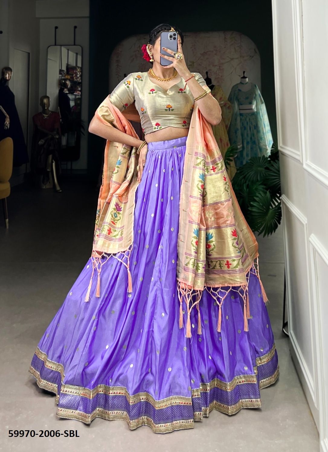 KEERTHANA - Catalog # 59970 (Set of 3 Semi-Stitched Lehengas) by Brand MEHERIYA