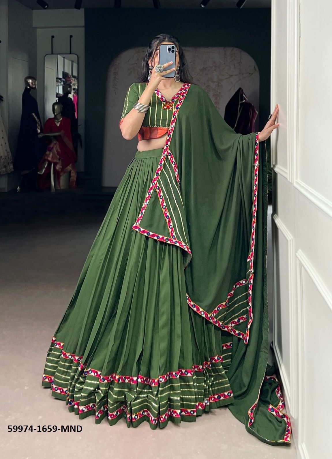NAVRATRI WEAR 1659 - Catalog # 59974 (Set of 4 Readymade Lehengas) by Brand SERENGETI